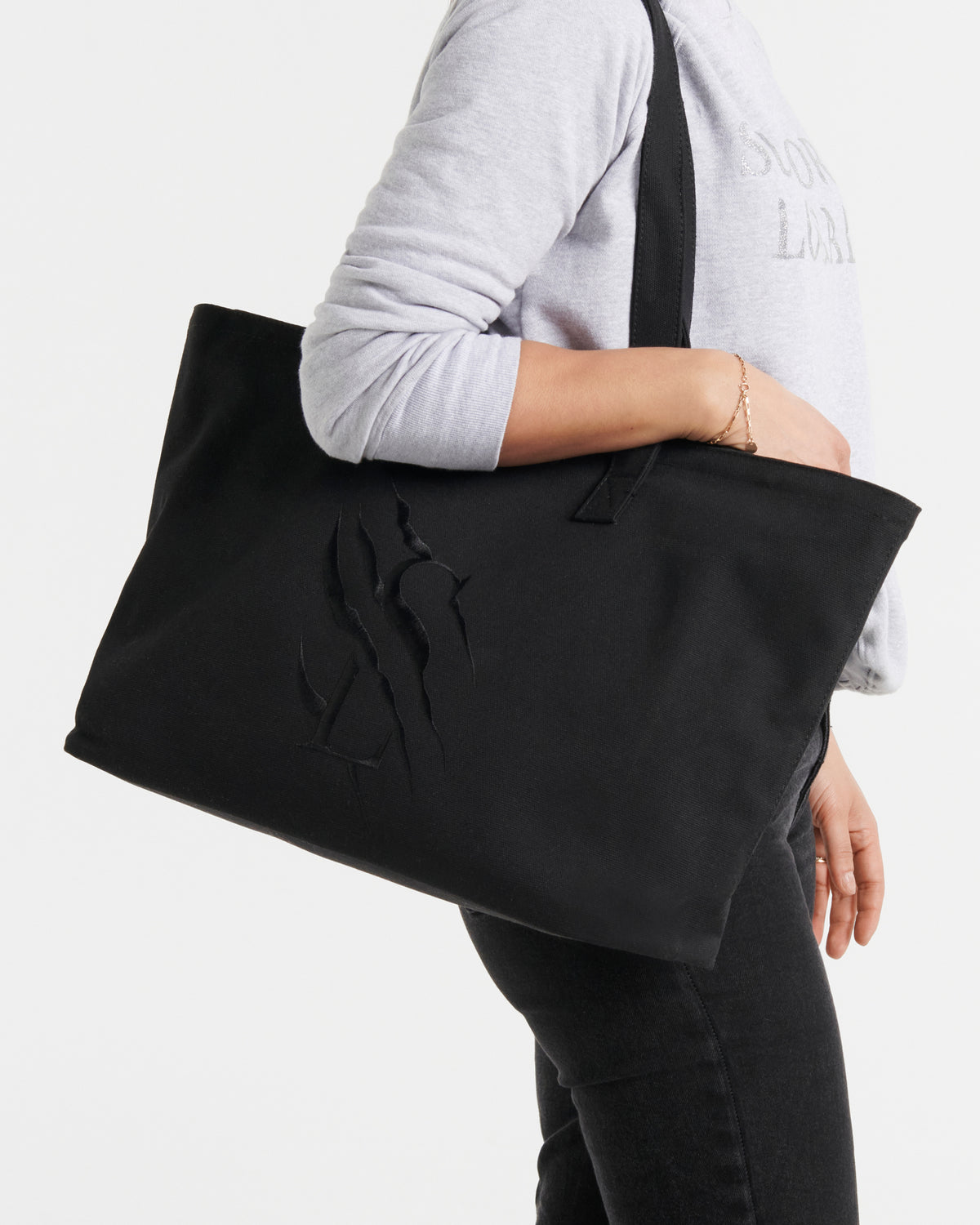 Large Cotton Canvas Zip Tote Bag - Black - The Tough Tote