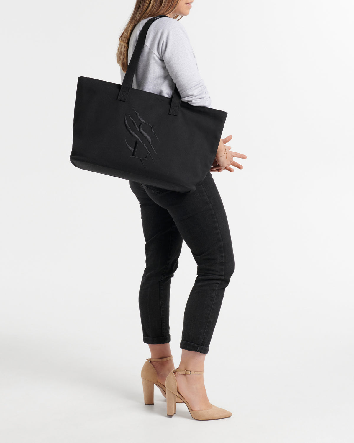Large Cotton Canvas Zip Tote Bag - Black - The Tough Tote
