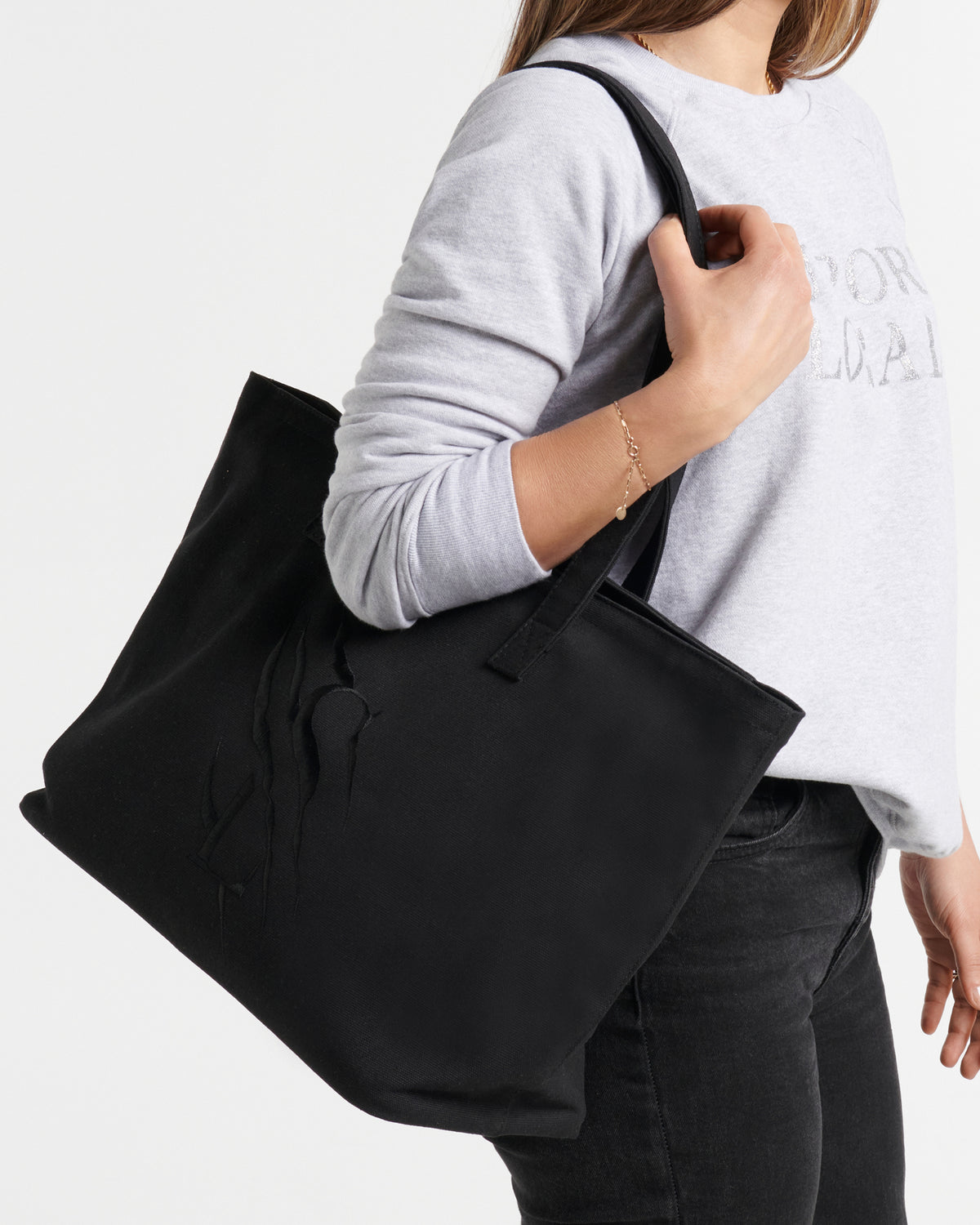 Large Cotton Canvas Zip Tote Bag - Black - The Tough Tote