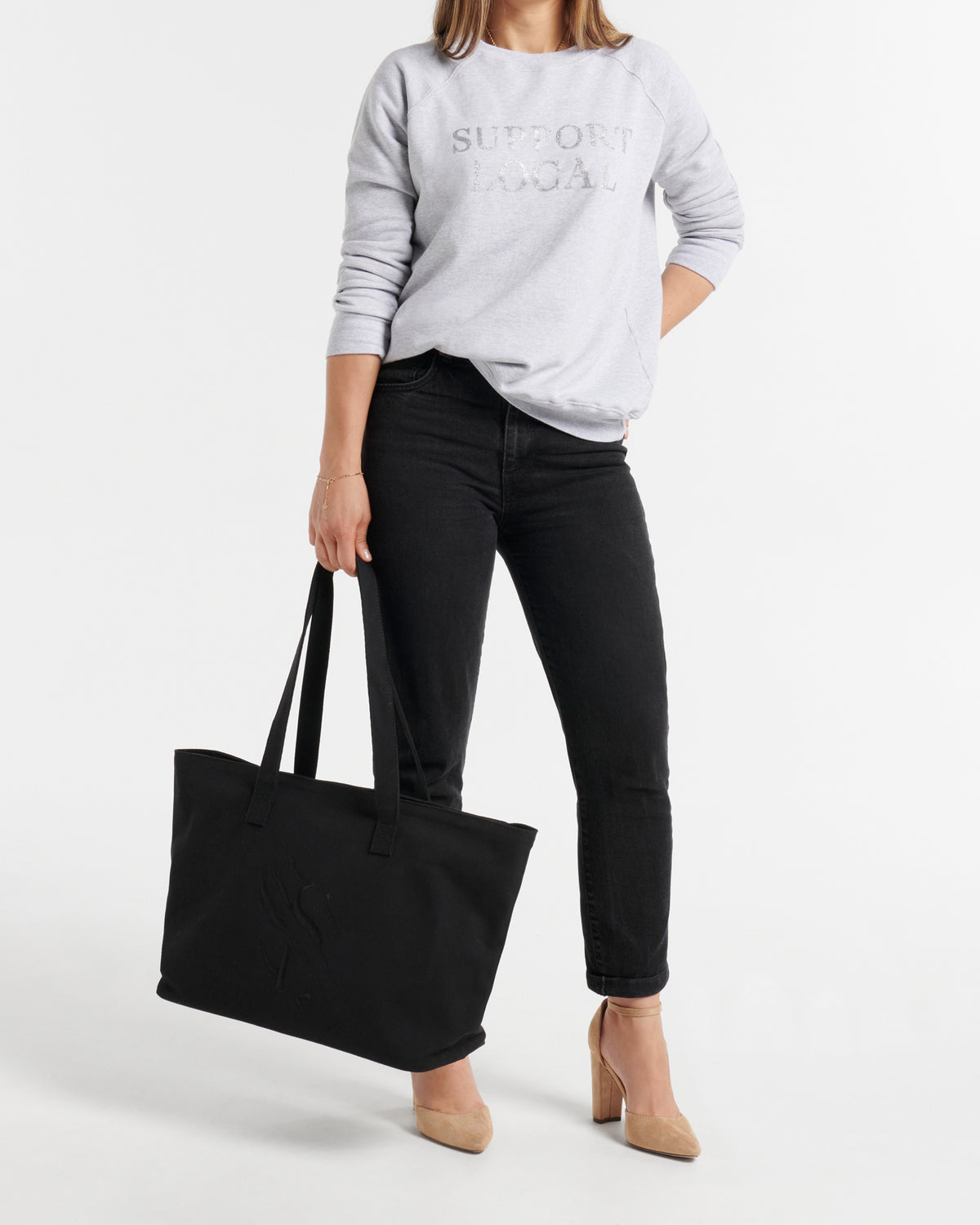 Large Cotton Canvas Zip Tote Bag - Black - The Tough Tote