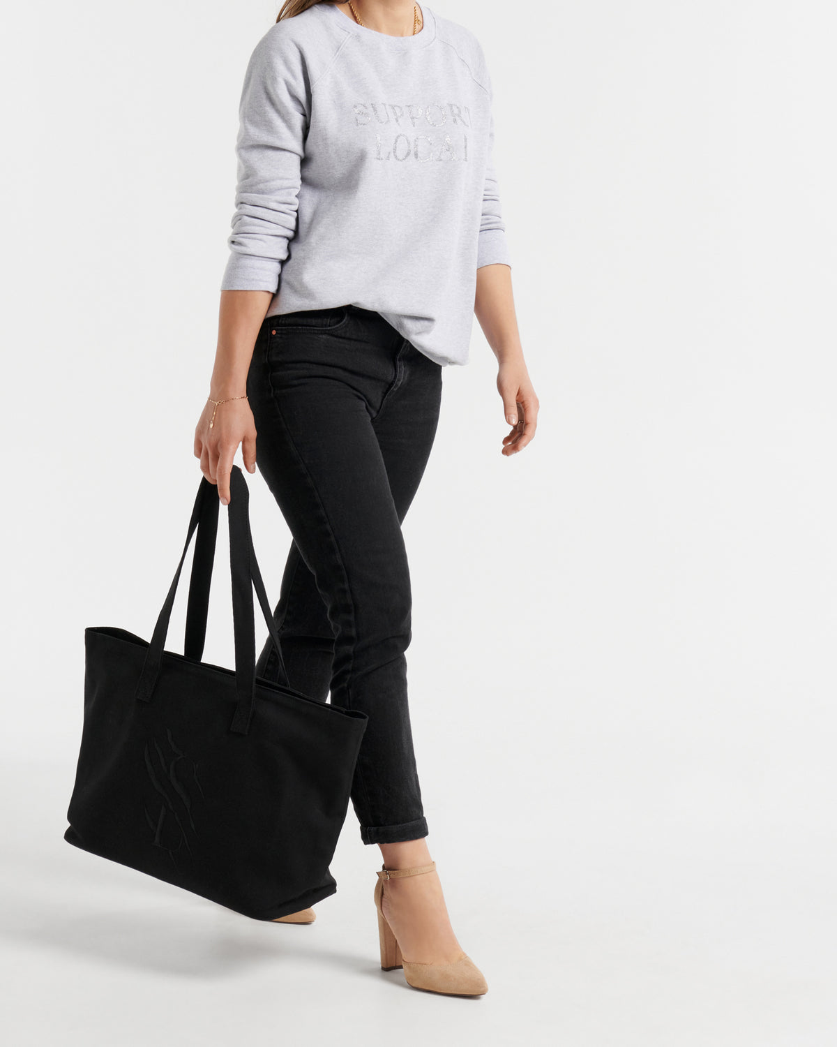 Large Cotton Canvas Zip Tote Bag - Black - The Tough Tote