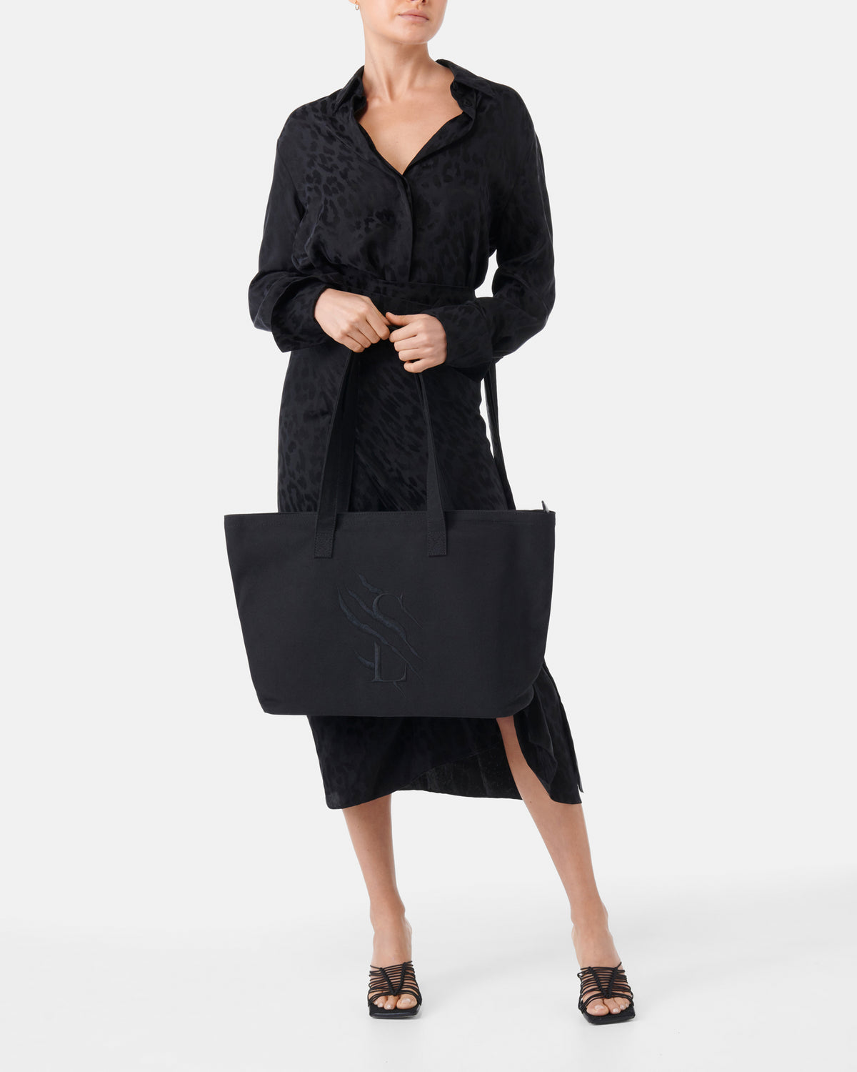 Large Cotton Canvas Zip Tote Bag - Black - The Tough Tote