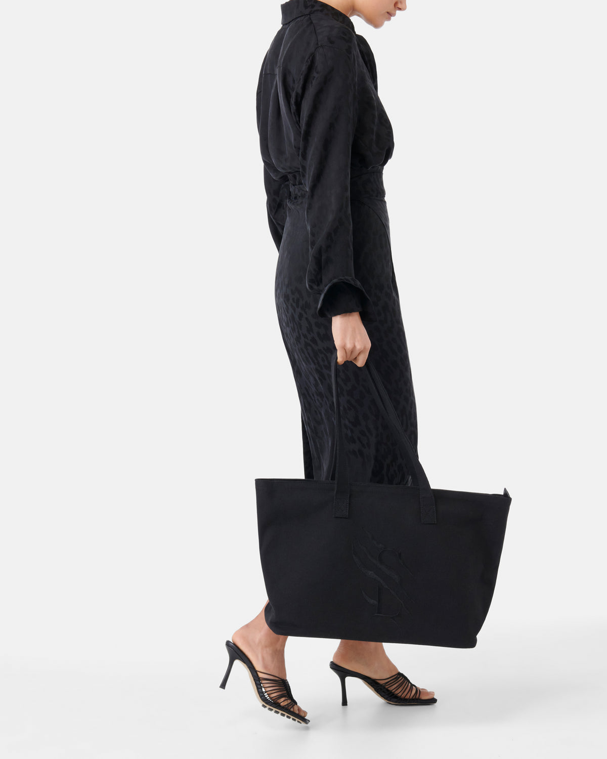 Large Cotton Canvas Zip Tote Bag - Black - The Tough Tote